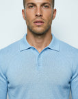 LONG SLEEVE KNITTED POLO | PASTEL BLUE