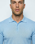 LONG SLEEVE KNITTED POLO | PASTEL BLUE