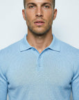 LONG SLEEVE KNITTED POLO | PASTEL BLUE