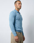 LONG SLEEVE KNITTED POLO | PASTEL BLUE
