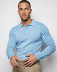 LONG SLEEVE KNITTED POLO | PASTEL BLUE
