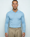 LONG SLEEVE KNITTED POLO | PASTEL BLUE