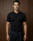 SHORT SLEEVE KNITTED POLO | BLACK