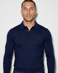 LONG SLEEVE KNITTED POLO | NAVY