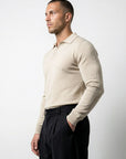 LONG SLEEVE KNITTED POLO | BEIGE