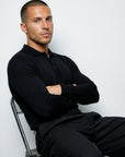 LONG SLEEVE KNITTED POLO | BLACK