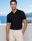 SHORT SLEEVE KNITTED POLO | BLACK