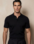 SHORT SLEEVE KNITTED POLO | BLACK