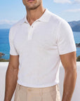 SHORT SLEEVE KNITTED POLO | WHITE