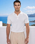 SHORT SLEEVE KNITTED POLO | WHITE