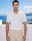 SHORT SLEEVE KNITTED POLO | WHITE
