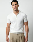 SHORT SLEEVE KNITTED POLO | WHITE