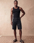 REGULAR FIT DENIM SHORTS | BLACK