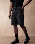 REGULAR FIT DENIM SHORTS | BLACK
