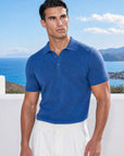 SHORT SLEEVE KNITTED POLO | BLUE