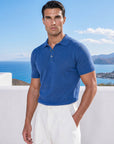 SHORT SLEEVE KNITTED POLO | BLUE