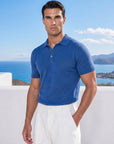 SHORT SLEEVE KNITTED POLO | BLUE
