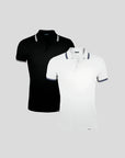 POLO SHIRT WITH CONTRAST COLLAR 2-BUNDLE | BLACK, WHITE