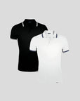 POLO SHIRT WITH CONTRAST COLLAR 2-BUNDLE | BLACK, WHITE