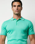 SHORT SLEEVE KNITTED POLO | WATER GREEN