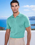 SHORT SLEEVE KNITTED POLO | WATER GREEN