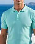 SHORT SLEEVE KNITTED POLO | WATER GREEN