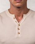 WAFFLE KNIT HENLEY | BEIGE