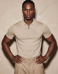 Half-Zip Knit Polo | Beige