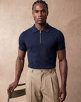 HALF-ZIP KNIT POLO | NAVY