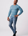 KNITTED ROUND NECK JUMPER | PASTEL BLUE