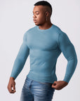 KNITTED ROUND NECK JUMPER | PASTEL BLUE
