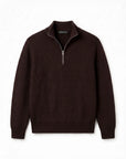 RIBBED KNIT ZIP COLLAR SWEATER | BROWN