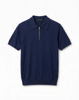 Morengar navy knit polo shirt, product photo