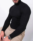 MORENGAR CLASSIC WOOLL KNITTED JUMPER IN BLACK WITH ROLL COLLAR
