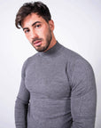 MORENGAR CLASSIC WOOL KNITTED JUMPER IN GREY WITH MEDIUM NECK