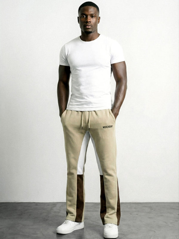 FLARED TRACKSUIT PANTS | BEIGE & BROWN