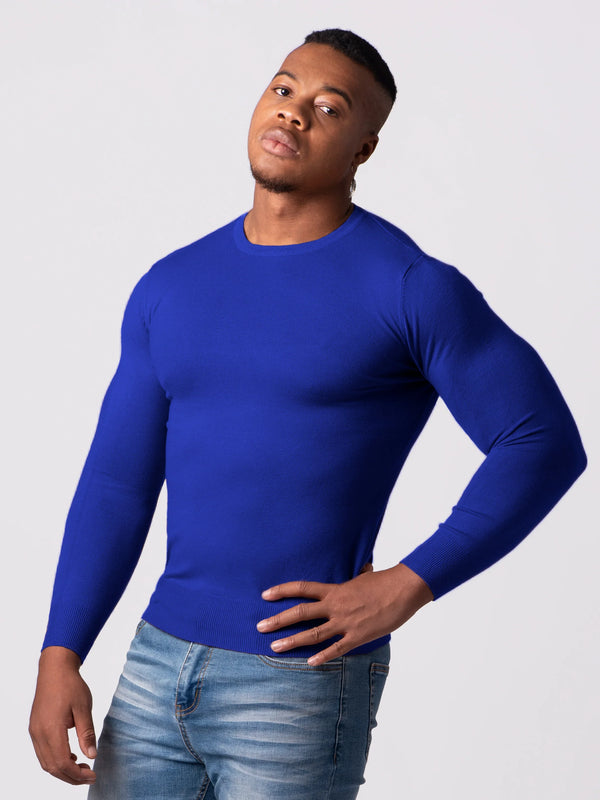 KNITTED ROUND NECK JUMPER | BLUE