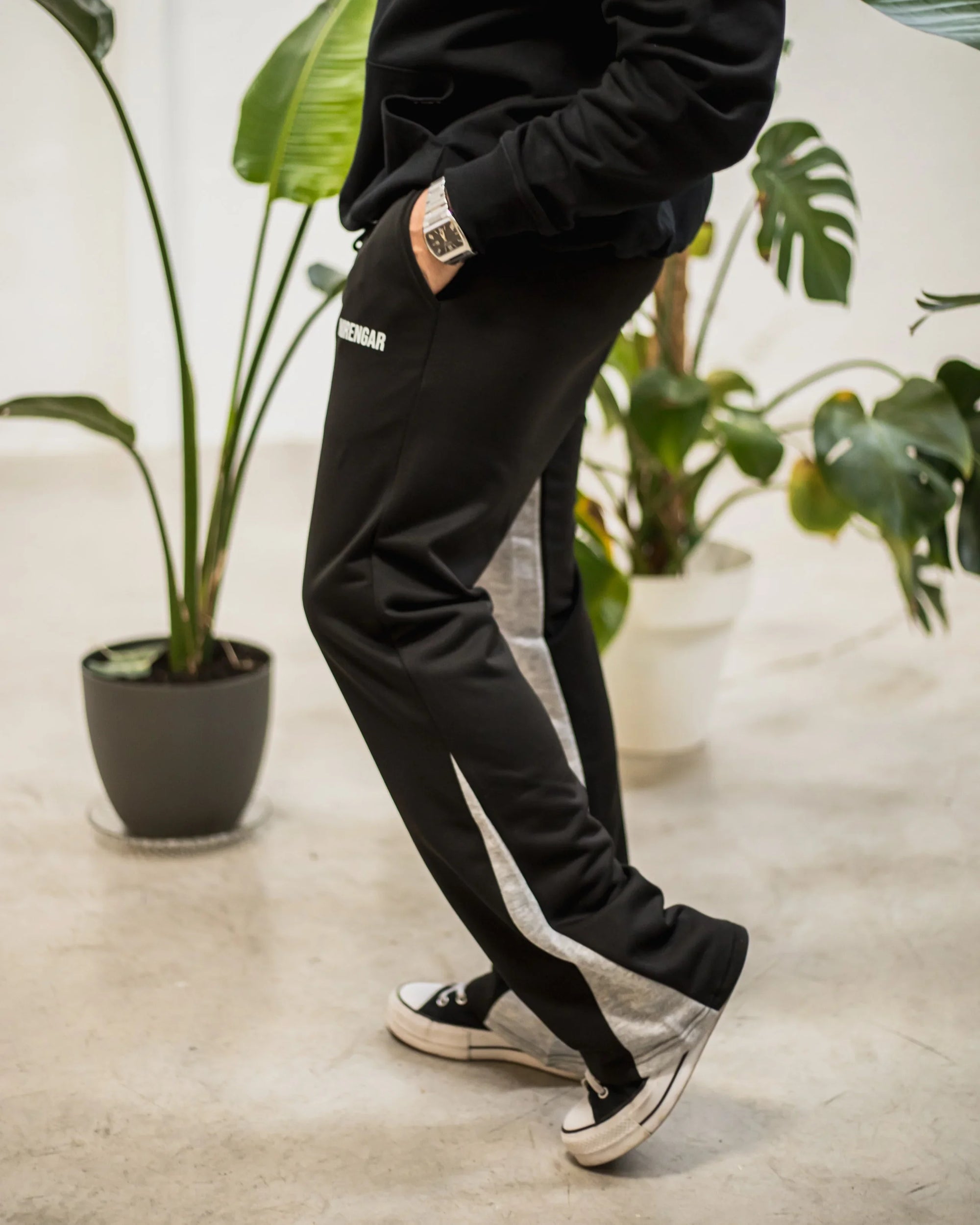 FLARED TRACKSUIT PANTS | BLACK &amp; GREY