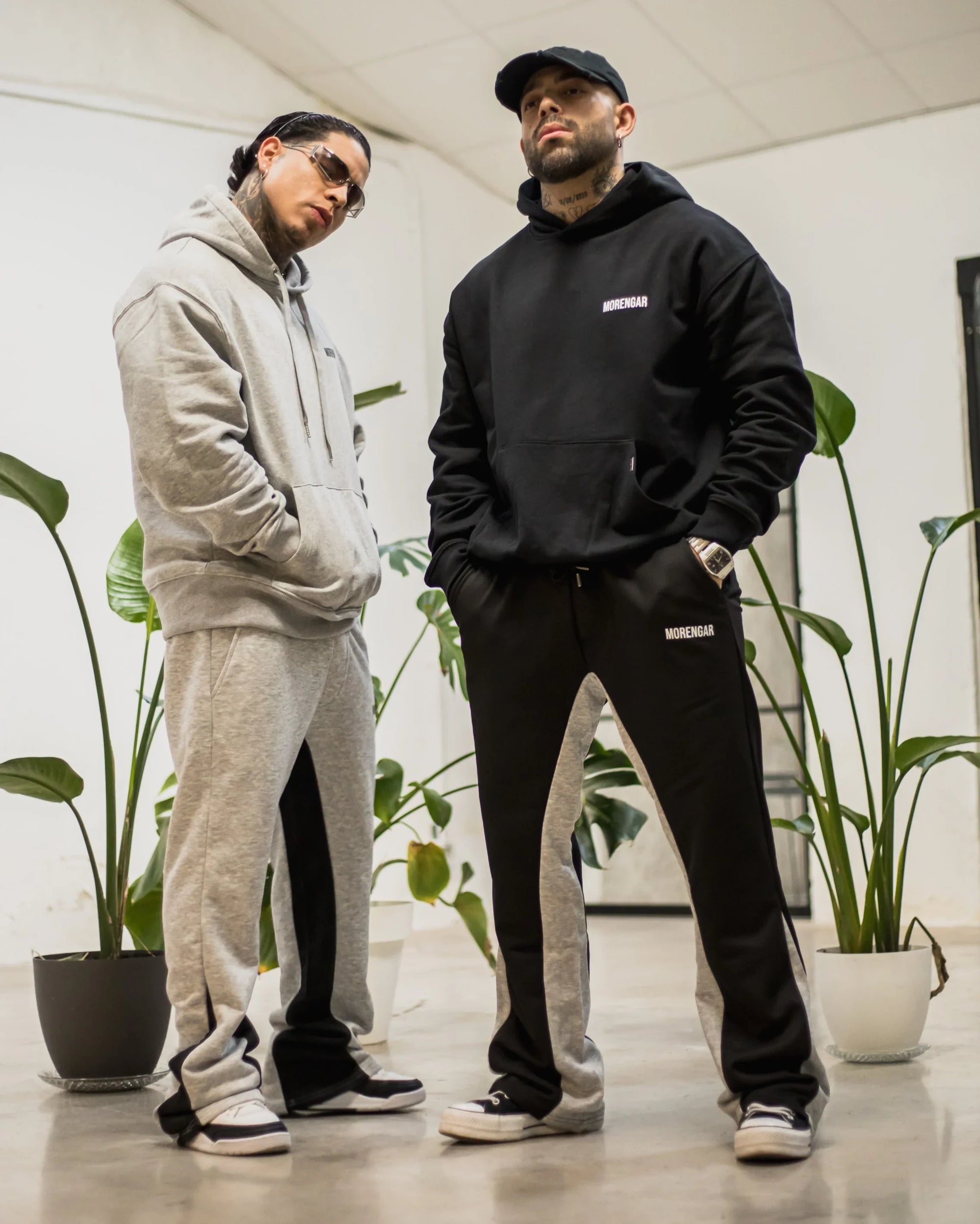 FLARED TRACKSUIT PANTS | BLACK &amp; GREY