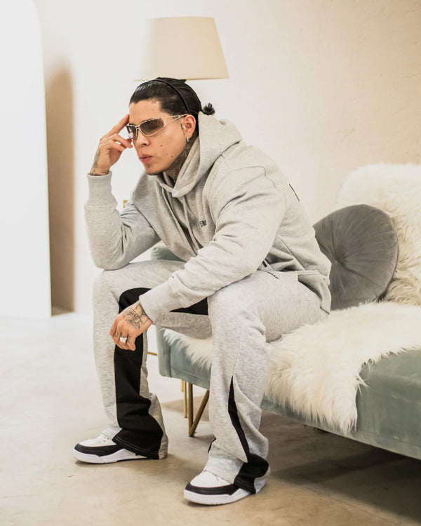 FLARED TRACKSUIT PANTS | GREY & BLACK