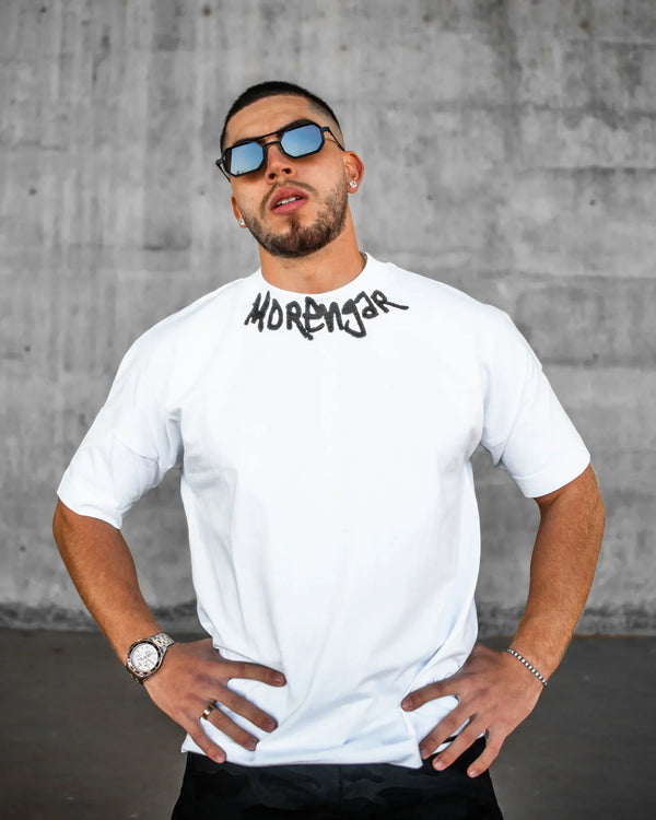 MORENGAR LOGO COLLAR T-SHIRT | WHITE