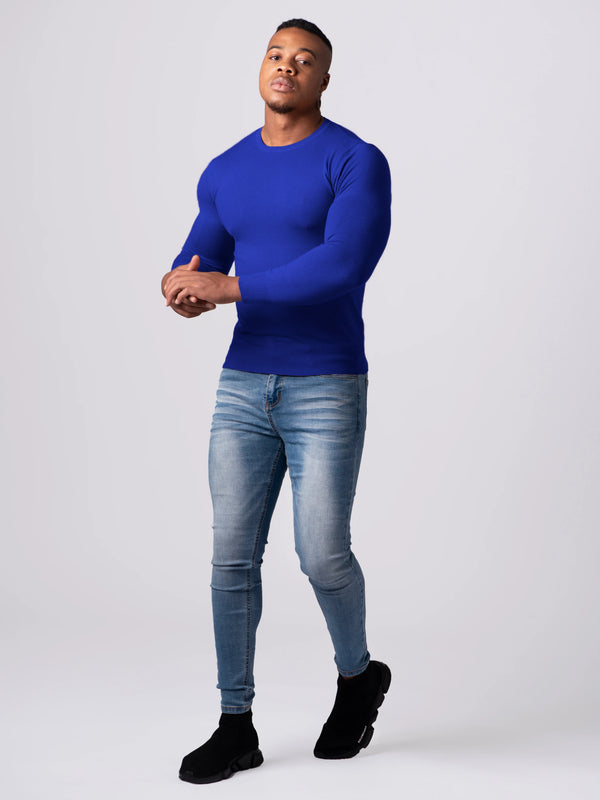 KNITTED ROUND NECK JUMPER | BLUE