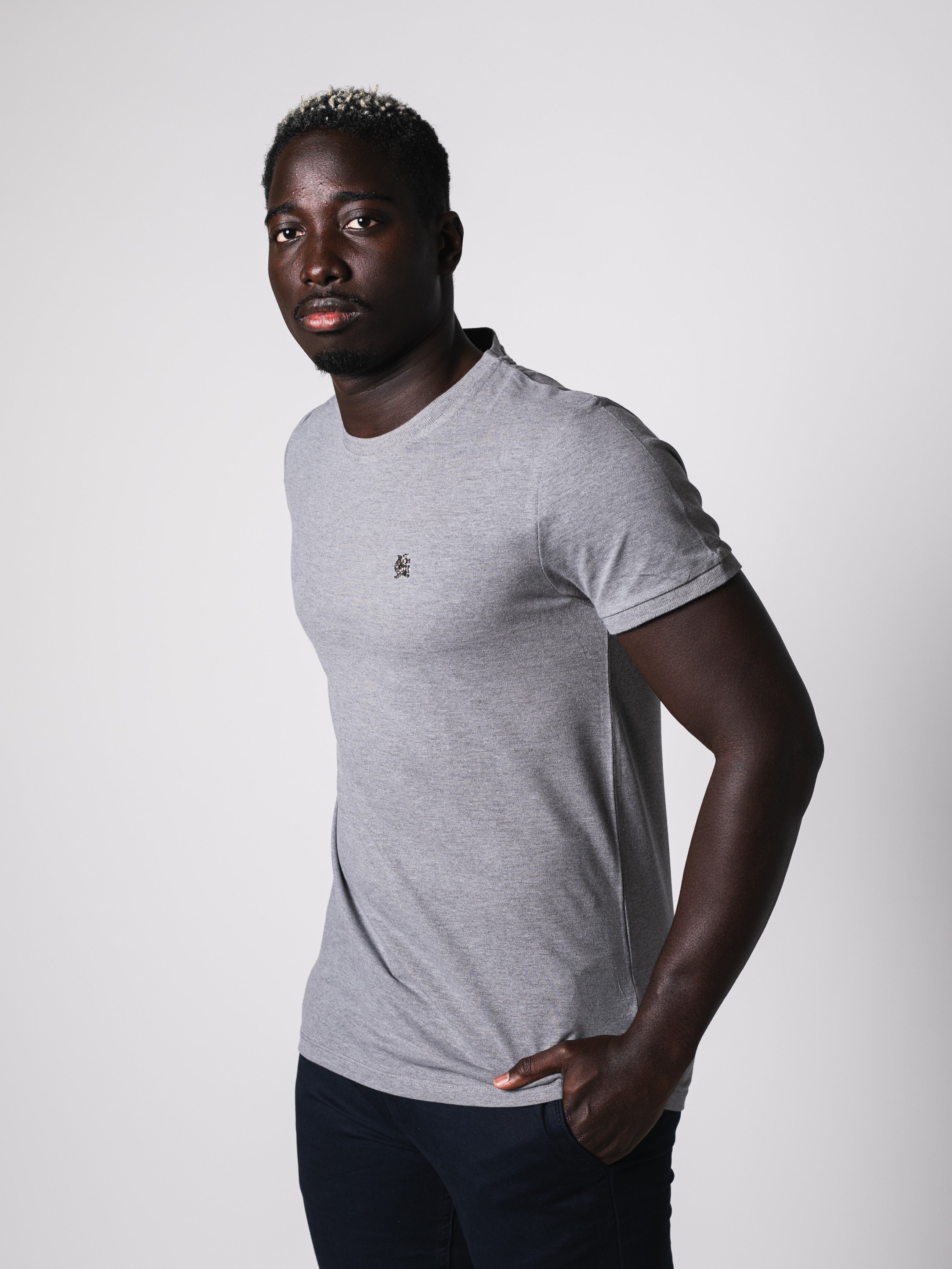 BASIC METAL PIQUE T-SHIRT | GREY