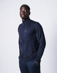 ZIP-UP KNITTED JERSEY JACKET | NAVY BLUE