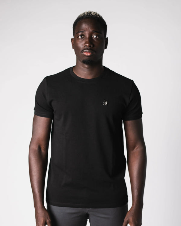 BASIC METAL PIQUE T-SHIRT | BLACK
