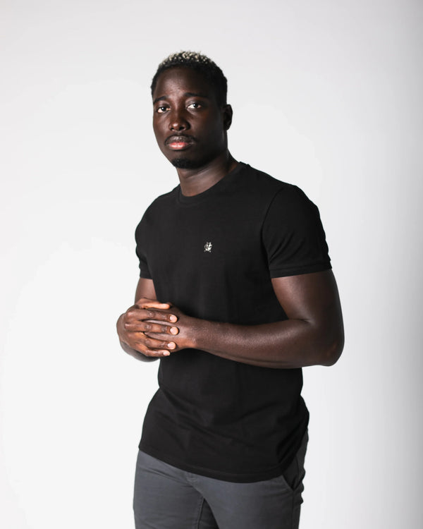 BASIC METAL PIQUE T-SHIRT | BLACK