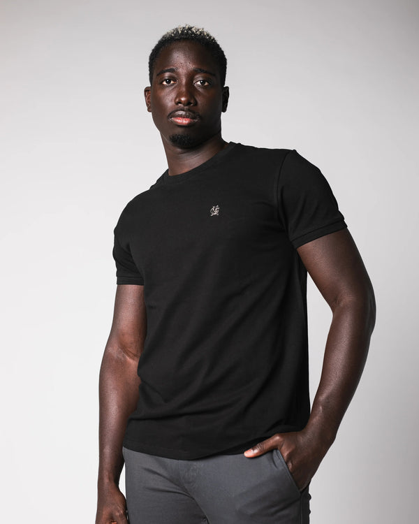 BASIC METAL PIQUE T-SHIRT | BLACK