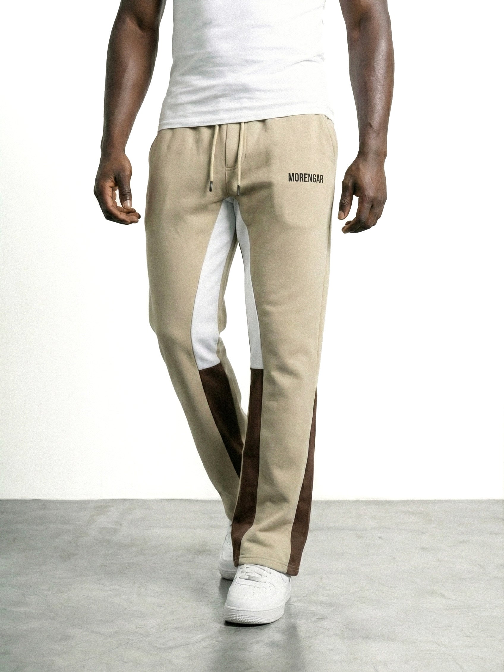 FLARED TRACKSUIT PANTS | BEIGE &amp; BROWN
