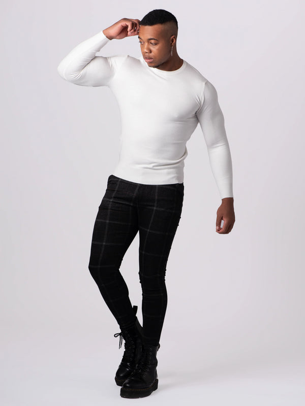 KNITTED ROUND NECK JUMPER | WHITE