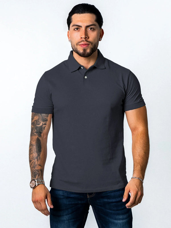 BASIC PIQUE POLO SHIRT | GREY